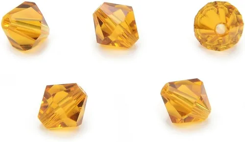 Miniatura 3 de Adabele - 200 cuentas de cristal bicono sueltas y facetadas pequeñas de 0.16 pulgadas, color ámbar, compatibles con cristales de Swarovski 5301/5328