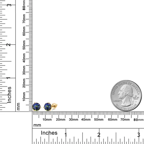 Miniatura 62 de Gem Stone King Aretes de Martini de oro amarillo de 14 quilates Aretes de tuerca de 3 puntas para mujeres y hombres Redondos de 0.236 pulgadas