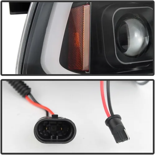 Miniatura 5 de ACANII - Para Dodge Charger NEGRO 2006-2010 Nuevos faros delanteros LED estilo tubo con proyector, lado del conductor y del pasajero