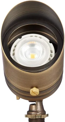 Miniatura 2 de VOLT Fat Boy - Foco de exterior de latón de 12 V (bronce) para iluminación de paisaje de bajo voltaje de patio, césped, jardín, árboles y casa