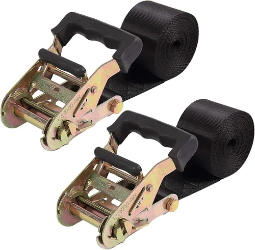 Miniatura 16 de Correas de Amarre de Trinquete Sin Fin para Carga Pesada, Correa Negra de Nailon Resistente con Trinquete de Sujeción, Accesorios de Resorte