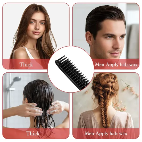 Miniatura 6 de Peine de 3 filas, 4 peines definidores de rizos, peine de triple fila, cepillo de burlas de cola de rata, peines de pelo para mujer, desenredar
