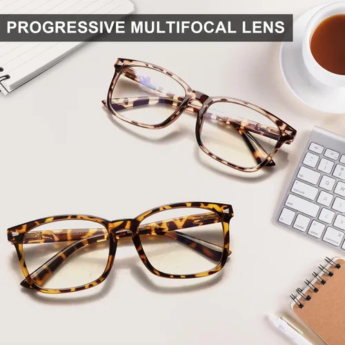 Miniatura 6 de Paquete de 3 gafas de lectura progresivas multifocales con bloqueo de luz azul para mujeres y hombres, gafas de computadora con bisagra de resorte 3