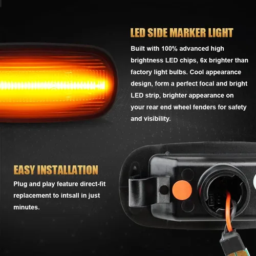 Miniatura 8 de D-Lumina Conjunto de luces LED laterales ámbar y rojo compatible con Dodge Ram 2500 3500 2003-2009 marcadores laterales de guardabarros de cama