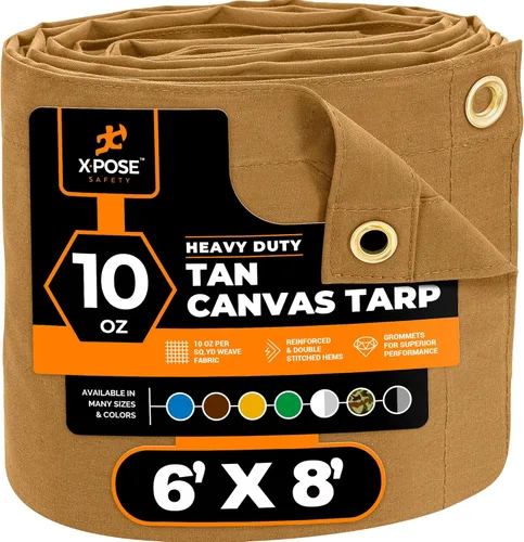Miniatura 10 de Xpose Safety Lona de Lona - Lonas de Lona Verde de 10oz Resistentes al Agua con Ojales de Latón - Lona Multiusos para Exteriores para Campamento