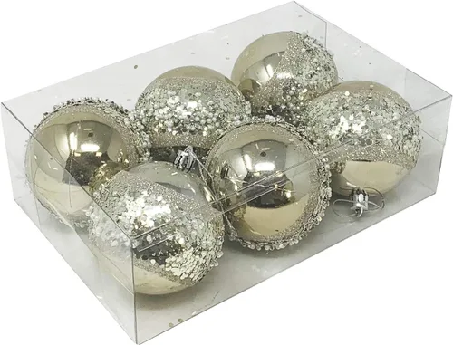 Miniatura 9 de Allgala - Paquete de 6 bolas para decorar el árbol de Navidad, 3" con lujosa decoración con brillantina (negro)