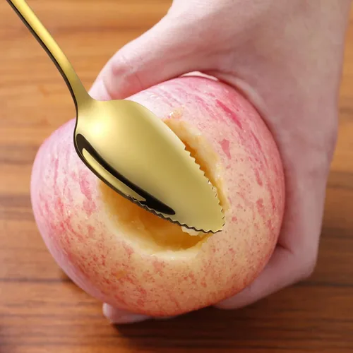 Miniatura 4 de 5 piezas de cucharas para pomelo, juego de utensilios de cuchara para pomelo de acero inoxidable, borde dentado y mango de calibre grueso