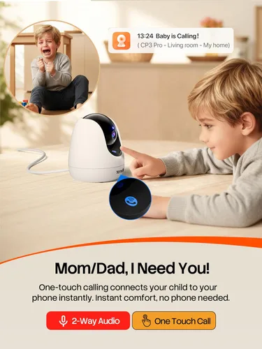 Miniatura 3 de Tenda CP3 Pro 2K Cámara de seguridad interior con WiFi 6 y detección AI para bebés/mascotas - Monitor de bebé, cámara para mascotas para el hogar