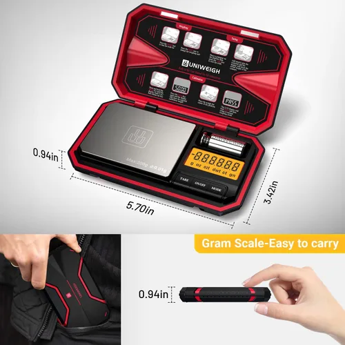 Miniatura 5 de UNIWEIGH - Báscula digital de bolsillo para viajes de 200g/0.01g, báscula digital de gramos, mini báscula de alimentos con peso de calibración