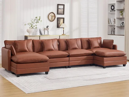 Miniatura 45 de Otomán de Sofá Moderno de Chenille Nube de 35'', Otomán Rectangular para Sofá Seccional Modular, Beige