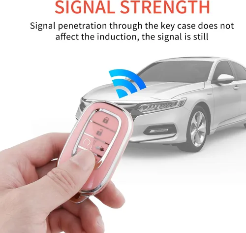Miniatura 5 de Pangpai Funda de Llavero Rosa para Honda, Protección de Funda de Llave de TPU Suave con Llavero Brillante Compatible con Honda Accord Civic CRV