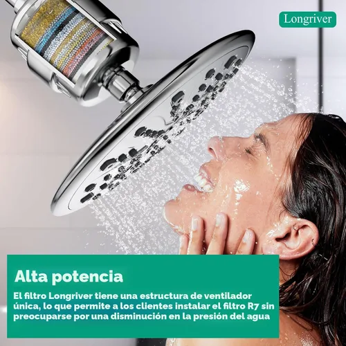 Miniatura 7 de Filtro de ducha R7 de alto rendimiento para agua dura, elimina 99.99% de cloro y metales pesados, suavizante de agua de ducha, mejora tu piel y 1