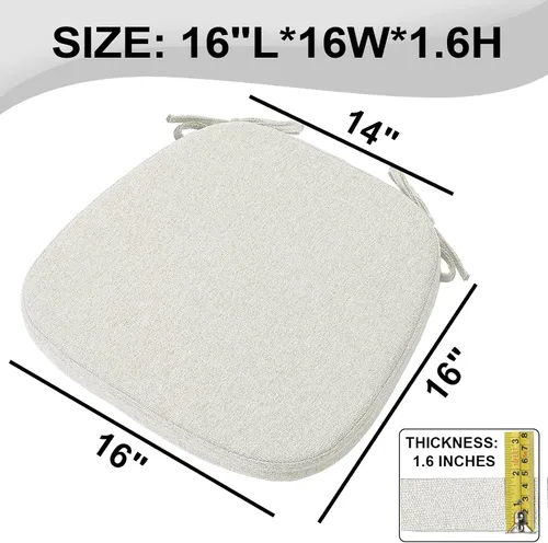Miniatura 4 de SINOSSO Paquete de 4 cojines de espuma viscoelástica para sillas de comedor, tela tejida amigable de 16 pulgadas en forma de U, cómodas almohadillas