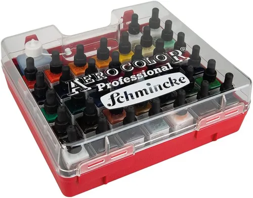Miniatura 3 de Schmincke - Caja de plástico profesional AERO COLOR 37 x 0.9 fl oz de acrílico líquido fino + AERO CLEAN RAPID, 81 136 097, aerógrafo, pintura