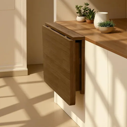 Miniatura 9 de MM MELISEN Escritorio plegable de madera, mesa plegable de montaje en pared natural de 29.5 x 19.6 pulgadas para espacios pequeños. Perfecto como un