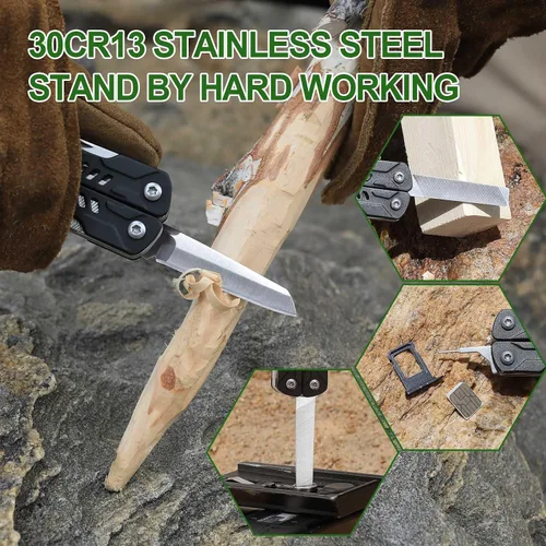 Miniatura 5 de NexTool Llavero multiherramienta, mini tijeras de marinero, mini multiherramienta 10 en 1 con cuchillo de bolsillo EDC, mini alicates, abrebotellas
