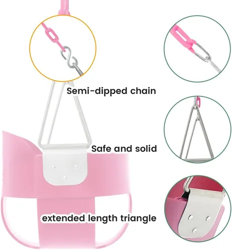 Miniatura 2 de Asiento de columpio para niños pequeños con respaldo alto 59 con cadenas revestidas de plástico resistente, totalmente montado para accesorios