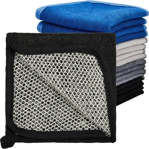 Juexica 8 paños exfoliantes para hombre, paño rústico de doble cara de baño de 9.8 x 9.8 pulgadas, toalla de ducha exfoliante para cuerpo y cara