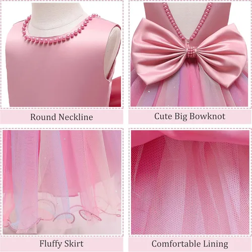Miniatura 7 de LZH - Vestido de bebé para niñas con volante, encaje, espalda descubierta y lazo - Incluye accesorio para la cabeza - Vestido con flores