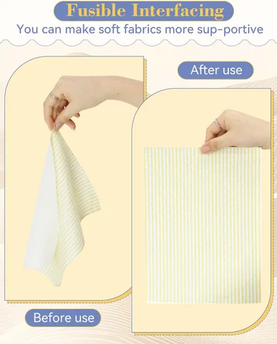 Miniatura 5 de FIVEIZERO Interfaz fusible para costura, 17 pulgadas x 30 yardas, tela de interfaz no tejida de peso medio, poliéster negro de una cara para coser