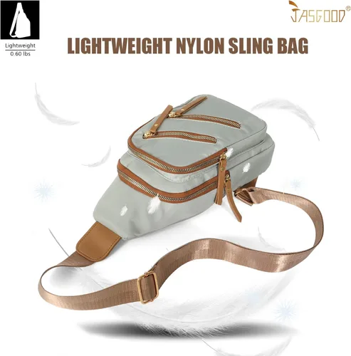 Miniatura 7 de JASGOOD Mochila bandolera pequeña para mujer, cangurera, cangurera, bolsa de hombro para viajes, D-light Verde