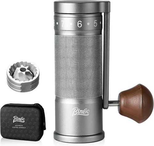 Miniatura 9 de Bincoo Molinillo de café manual con mango plegable manual – Molinillo de café expreso, compacto y portátil para el hogar, viajes, camping (negro)