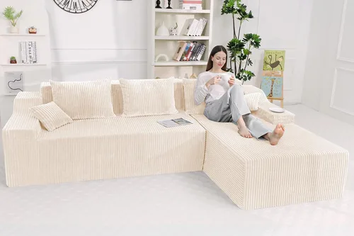 Miniatura 5 de HABUTWAY Sofá modular modular de 101 pulgadas con asiento profundo, moderno sofá convertible en forma de L, sofá tapizado con diván para sala