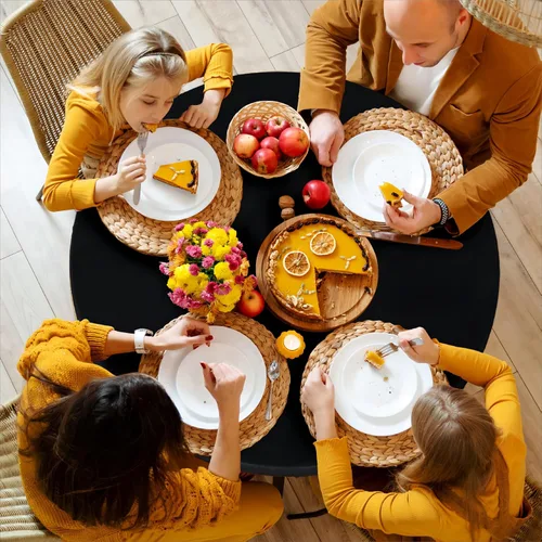 Miniatura 2 de LUSHVIDA - Mantel para mesa redonda impermeable y con borde elástico, de vinilo, ajustable a la mesa, mantel de plástico con borde elástico