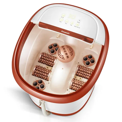 Miniatura 3 de Carepeutic Masajeador automático de agua con masaje de calor, burbujas y rodamiento, bañera eléctrica de remojo de pies con calentamiento de agua