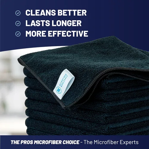 Miniatura 2 de Microfiber Wholesale Toallas de microfibra Pro Multi Surface de 16" x 16" a granel Caja: 216 Cantidad (negro)