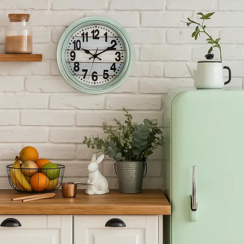 Miniatura 6 de ZENFUN Reloj de pared rústico de 12 pulgadas, reloj de pared silencioso sin tictac, funciona con pilas, decoración de pared de estilo rústico