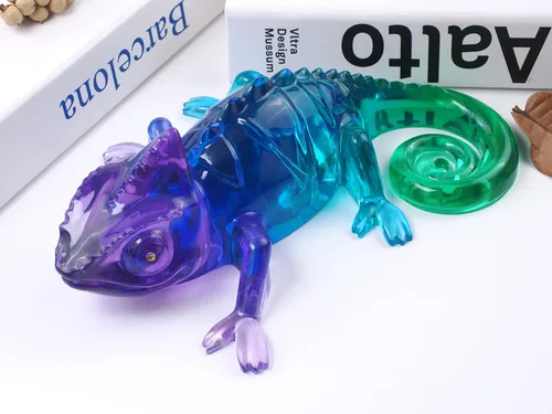 Miniatura 3 de Moldes de resina de camaleón grandes de silicona 3D de animales de resina epoxi moldes de silicona de lagarto profundo realista para manualidades
