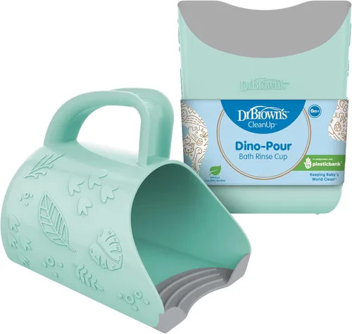 Dr. Brown's CleanUp Dino-Pour - Taza de enjuague de baño para bebés, sin lágrimas, para bebés y niños pequeños, sin BPA