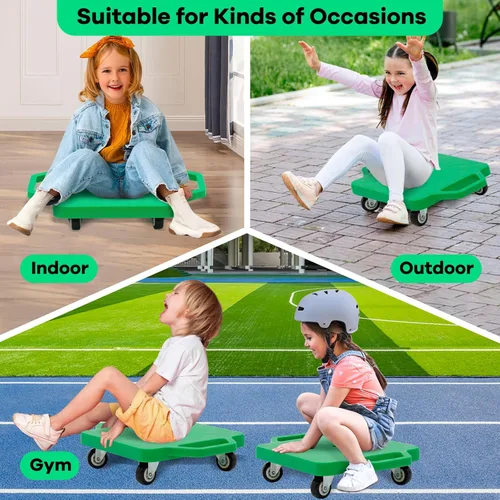 Miniatura 5 de Tabla de sentarse para niños con ruedas universales – Scooter de plástico de seguridad para niños de 6 a 12 años – Scooter deportivo manual con asas