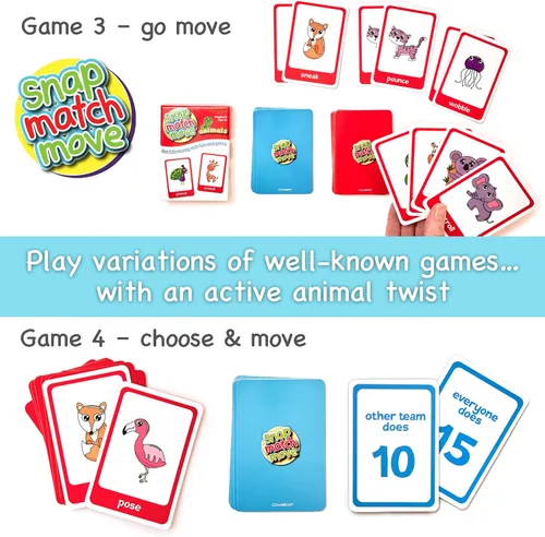 Miniatura 4 de Tarjetas de movimiento de animales - Juegos activos para niños pequeños y niños, juego a presión, juego y pesca con tarjetas de animales, tarjetas