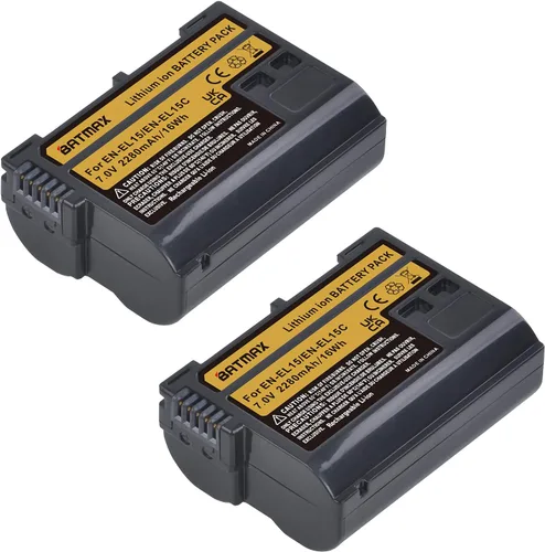 Batmax 2 baterías EN-EL15 EN-EL15B EN-EL15C de 2280mAh para Nikon Z5, Z6, Z6 II, Z7, Z7II D780, D850, D7500, 1 V1, D500, D600, D610, D750, D800,