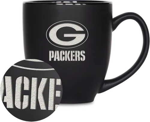 Miniatura 24 de Rico Industries Taza Bistro Mate Negra de Fútbol Americano NFL de 15 onzas - Para Bebidas Calientes o Frías - Logotipo del Equipo Grabado para una
