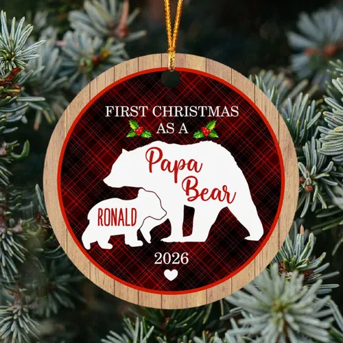 Miniatura 10 de Adorno de Navidad con texto en inglés "Your First Christmas As My Daddy 2025", regalo de recuerdo personalizado para nuevo papá Adorno Your Are
