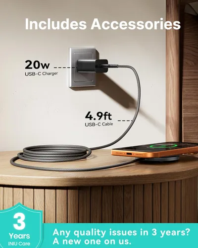 Miniatura 6 de INIU Soporte de cargador inalámbrico magnético, certificado Qi2 de 15 W, almohadilla de carga inalámbrica Mag-Safe con ventilador de enfriamiento