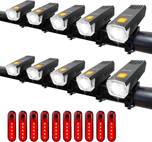 Miniatura 10 de Kunhe Luces de bicicleta recargables USB-C delanteras y traseras (2 o 4 o 10 o 20 paquetes) conducción nocturna para niños y adultos, 3 modos