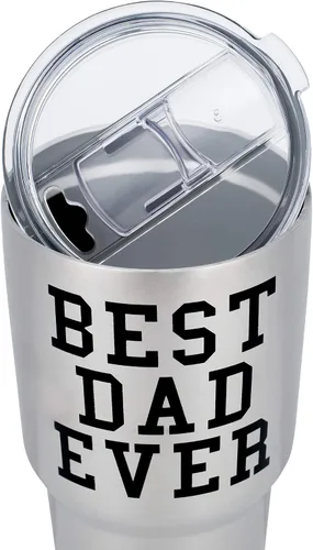 Miniatura 3 de Elanze Designs Best Dad Ever - Taza de viaje de acero inoxidable de 30 onzas con tapa