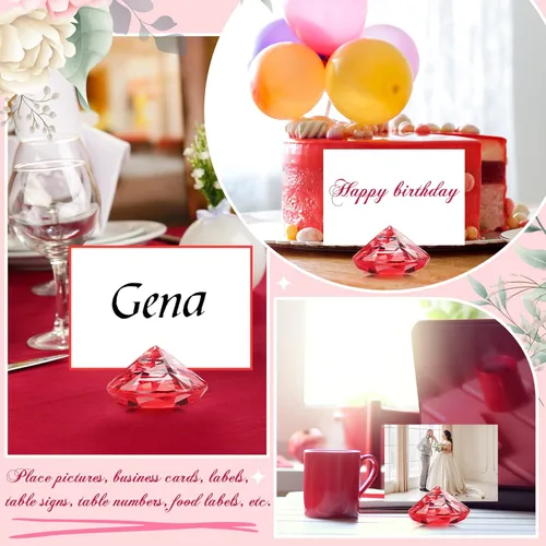 Miniatura 5 de Boao Paquete de 24 soportes de tarjetas de lugar de diamantes acrílicos para números, soportes para tarjetas, decoración de fiesta de diamantes