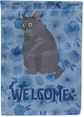 Miniatura 10 de Caroline's Treasures CK5047CHF Ojos Azules - Bandera de bienvenida con diseño de gato para casa de porche, grande, para colgar en la pared