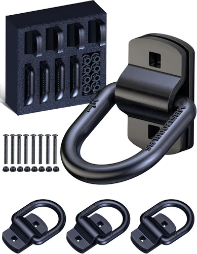 Anclajes de amarre de anillos en D de 1/2 pulgada, anillos en D forjados resistentes atornillables de 12,000 libras con placa de refuerzo engrosada,
