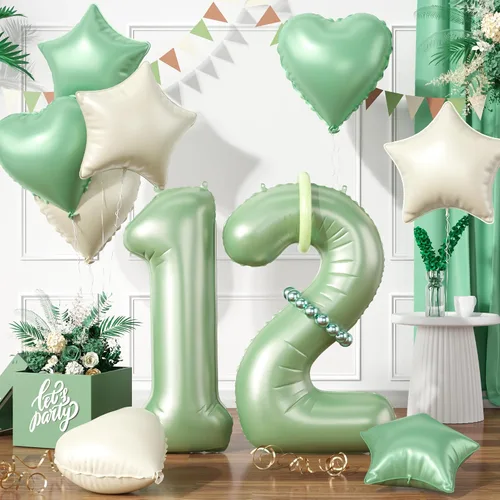 Miniatura 46 de Globos dorados de color champán con el número 11, globos de oro claro, globo de aluminio dorado con forma de corazón con estrella y globo largo