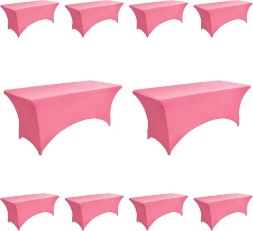 Miniatura 43 de Paquete de 2 Cubiertas de Mesa de Spandex de 4 pies para Mesas Plegables Rectangulares - Manteles Elásticos Ajustados Resistentes a las Arrugas