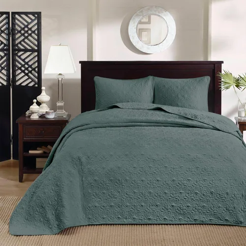 Madison Park Juego de Colcha Reversible con Damasco Acolchado de Tamaño Grande, Colchas Rellenas de Algodón Queen Extragrande, Todas las Estaciones,