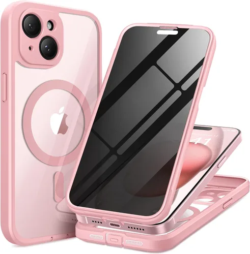 Miniatura 27 de TIESZEN Funda para iPhone 15, compatible con MagSafe, protector de pantalla de privacidad integrado y protección de cámara, antiespía, cuerpo