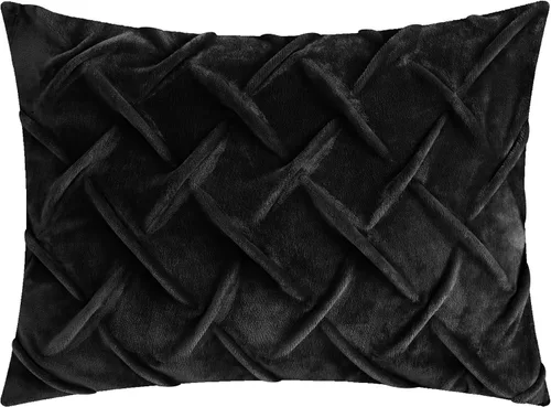 Miniatura 2 de Chic Home BCS03140-AN Naama - Juego de edredón de 3 piezas ultra afelpado de micro visón, con pliegues cruzados, ropa de cama con forro sherpa, Negro