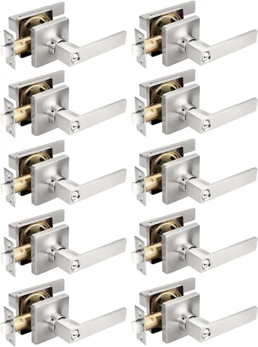 Miniatura 6 de Mengico Paquete de 1 manija de puerta de paso interior negro mate, mango resistente sin bloqueo para puertas de armario y pasillo, reversible